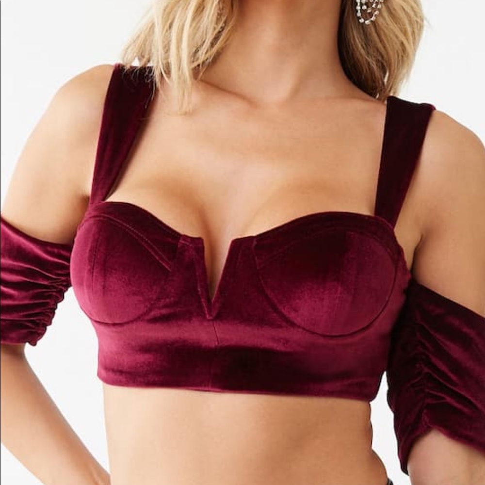 Velvet off the shoulder crop top